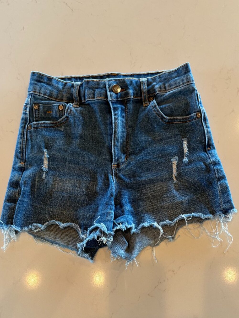 Tractr Girls 14 Distressed Denim Shorts Raw Frayed Hem Stretch Jean Shorts